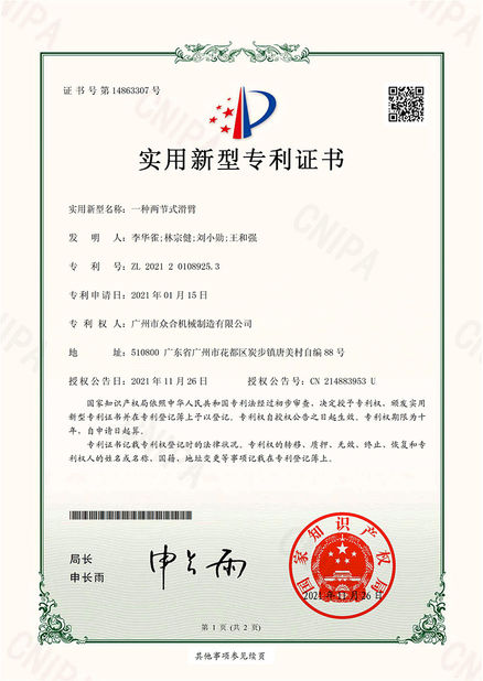 Китай Jiangmen Kaiping Zhonghe Machinery Manufacturing Co., Ltd Сертификаты